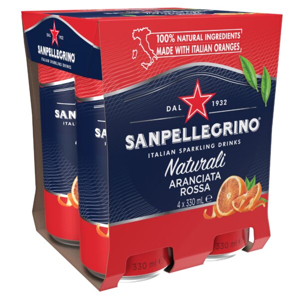 San Pellegrino Flavoured Naturali Aranciata Rossa 4x330mL Can